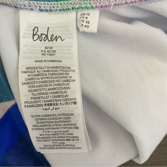 Boden Atrani Belted One Piece Swimsuits size 8 Blue Multicolor - Picture 7 of 9